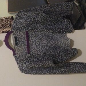Glittery leopard print crop cardigan Express M